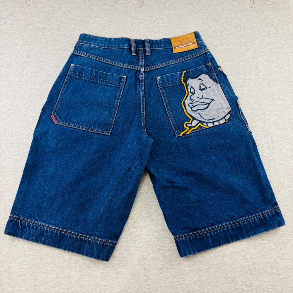 Vintage Y2K Platinum FUBU Fat Albert Denim Carpenter Shorts Mens 34 Hip Hop 90s - Picture 1 of 11
